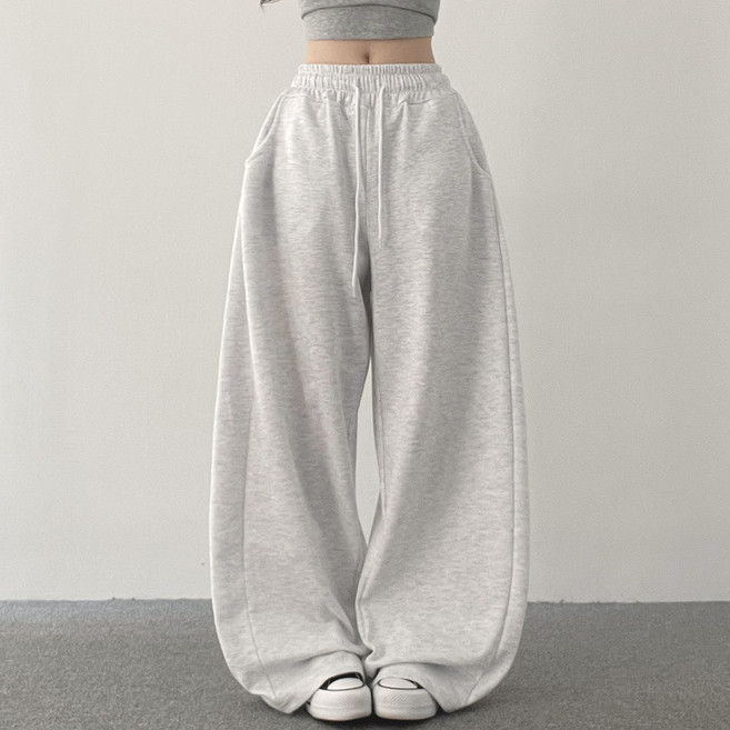 위드후이린 여성용 숏/롱 기장 온즈 사이드핀턱 와이드 트레이닝 밴딩 팬츠