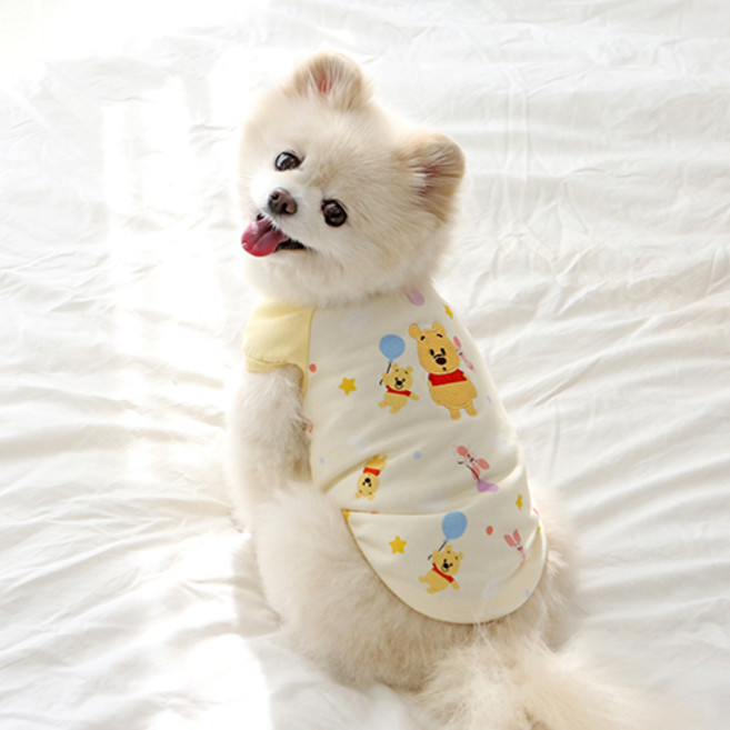 이츠독 반려동물 디즈니 베이비푸우 순면 티셔츠, 푸우, 1개