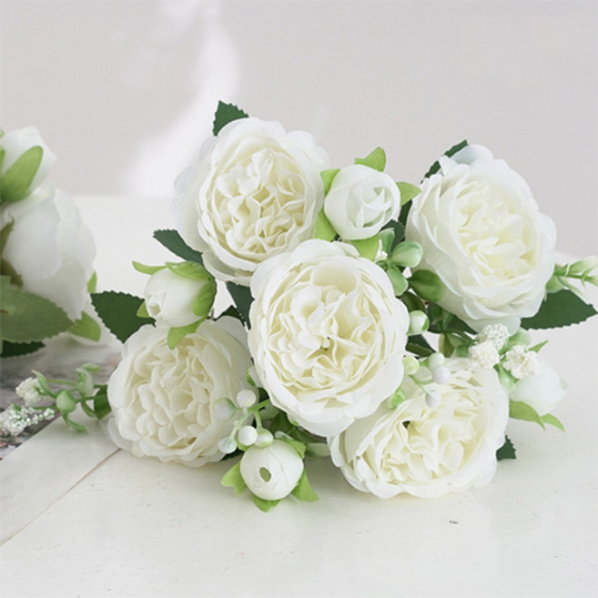 The Flow Commerce Home Flow 人造花 婚禮捧花 家居裝飾 花 牡丹花束, 白色, 1個