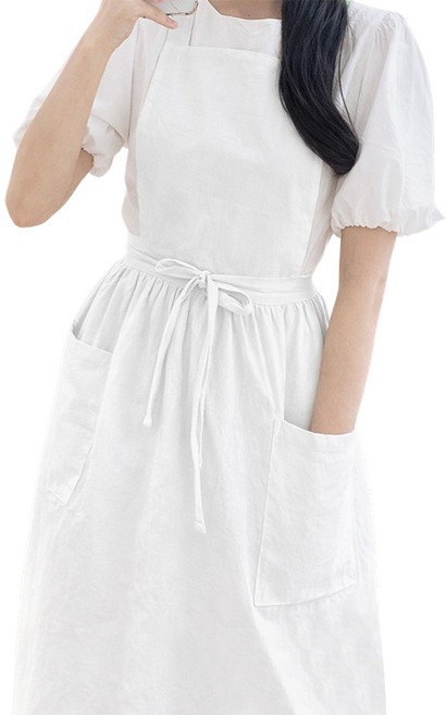 젊은이마켓 린넨 앞치마 에이프런 모던앞치마 A, 화이트, 1개