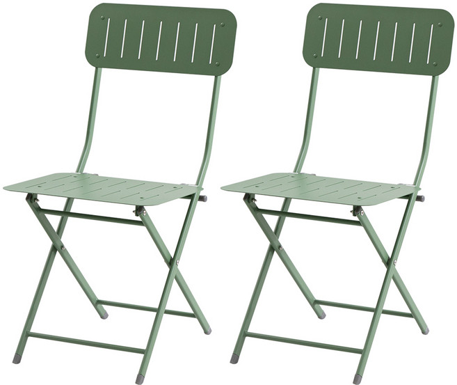 피파 야외 철재 정원 카페 접이식 간이 의자, 그린, 2개