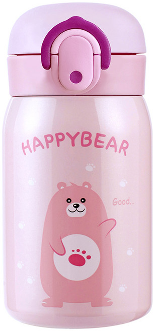 홈애니 해피베어 원터치 보온보냉병, 핑크, 250ml, 1개