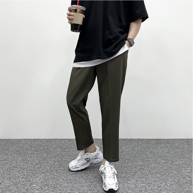 男士冰感彈性鬆緊帶西裝褲 1P677