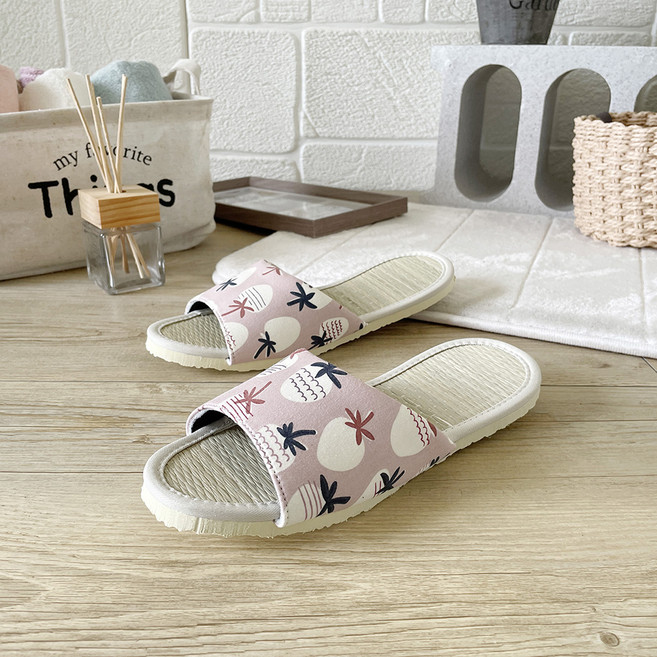 TAIWAN SLIPPER 台灣犀利趴 小時光 真草蓆室內拖鞋 時光草莓, 粉色, 1雙