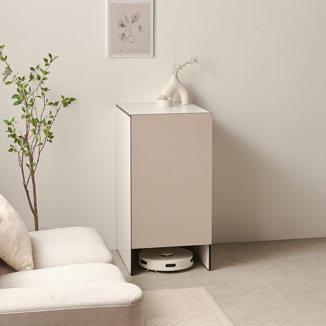 마마룸 헤스티아 로봇청소기 도어형 수납장, 베이지
