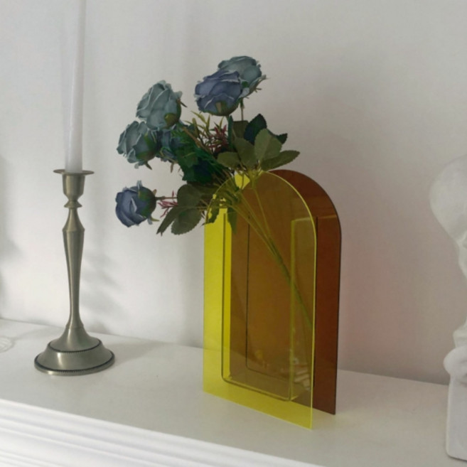 YOU&ME 북유럽 인테리어 아크릴 화병 아치형 옐로우, 혼합색상