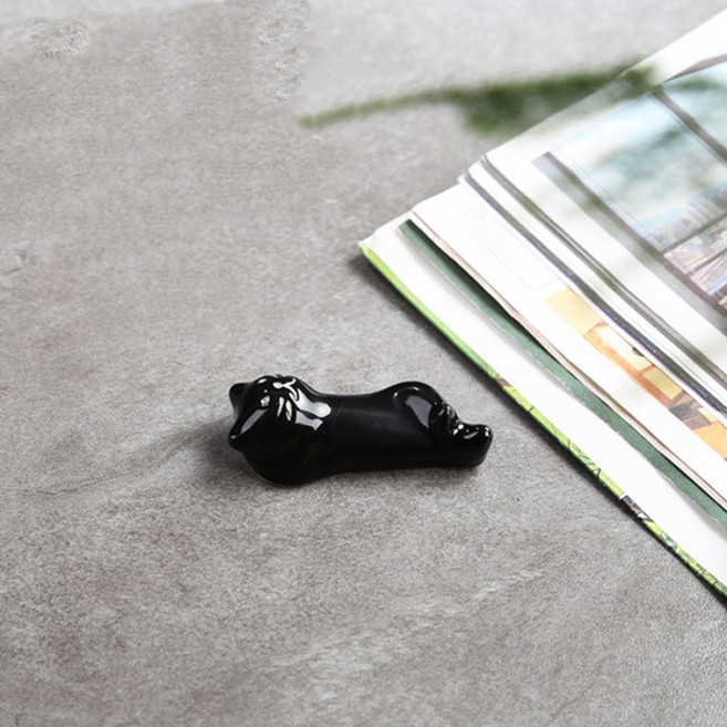 다파랑 귀여운 동물 도자기 젓가락 수저받침대 HJ1317, 검은고양이, 4개