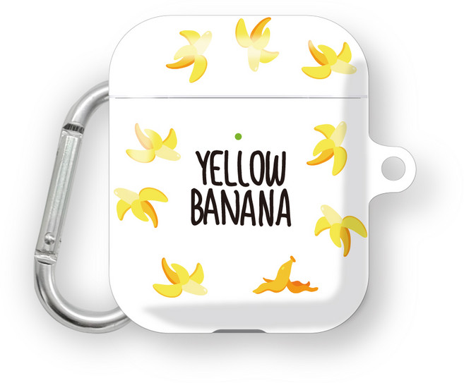 프루그나 과즙팡팡 에어팟 하드케이스 + 카라비너, 바나나