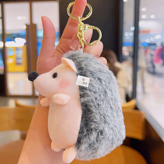 아이끌레 포동 고슴도치 인형 키링, 11cm, 그레이, 1개