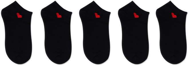 박군 여성용 학생용 PG 하트 발목 양말 5족