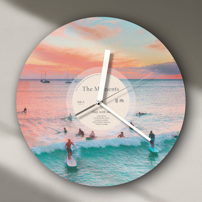 퍼니즈 레코드 원형 무소음 LP 벽시계, 선셋서프
