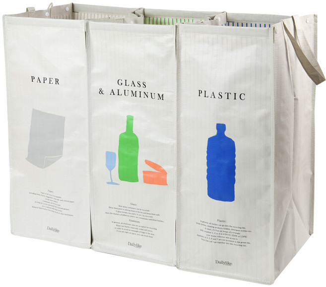 Dailylike 防水布垃圾回收桶 3入, 米色, 1組