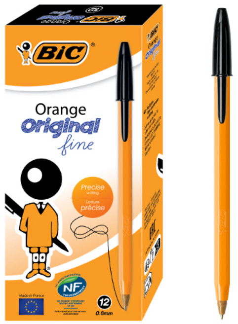 빅 오렌지 오리지널 볼펜 0.8mm, 블랙, 1개