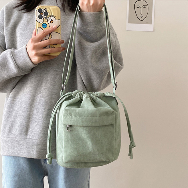 메이첼 엘포켓 코듀로이 심플 크로스 에코백 11443