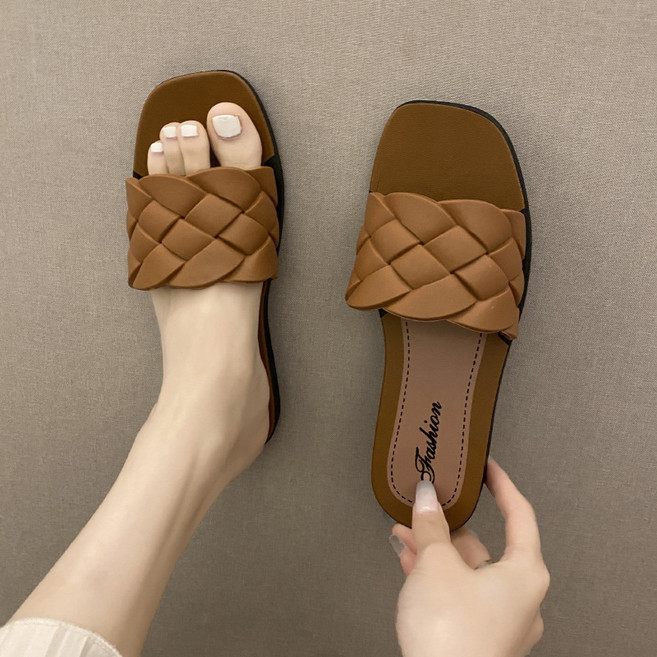 뉴리스 꽈배기 여름 실내 슬리퍼, 브라운, 1개