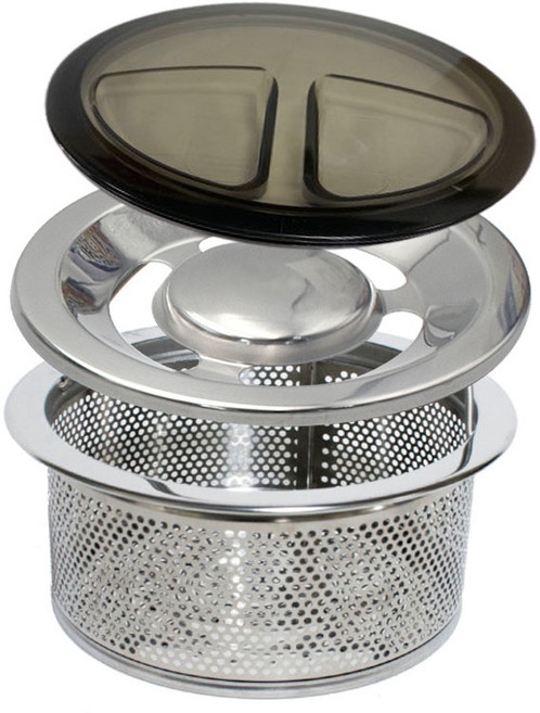 와이비케이 싱크대 국산 스텐 배수구 투명뚜껑 3종 세트, 블랙(뚜껑), 1세트