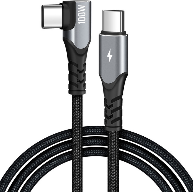 Home Planet E-Marker IC 晶片 直角 C 對 C PD 100W 超高速充電傳輸線 遊戲專用, 3m, 黑色, 1條