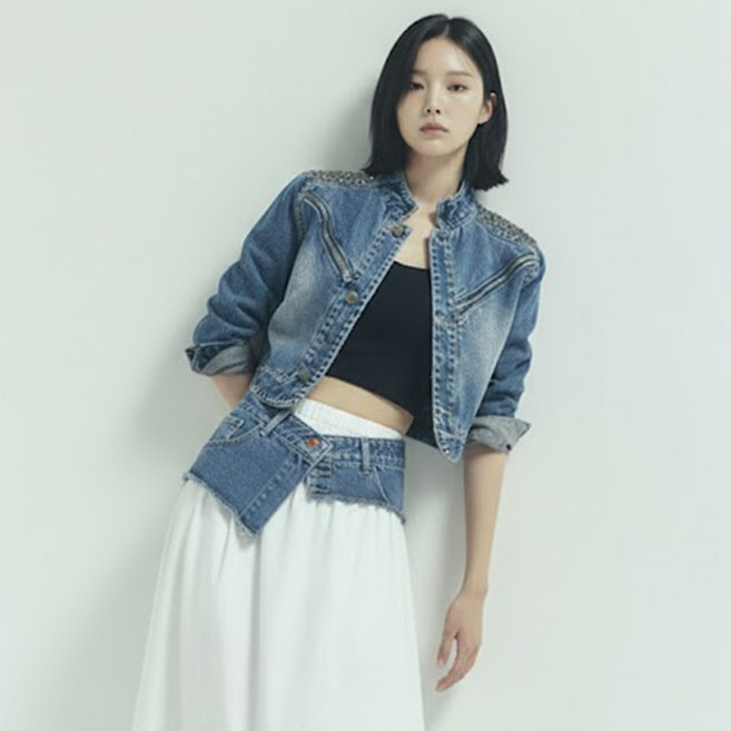 ViVEMO 女款水鑽設計短版牛仔夾克 12480
