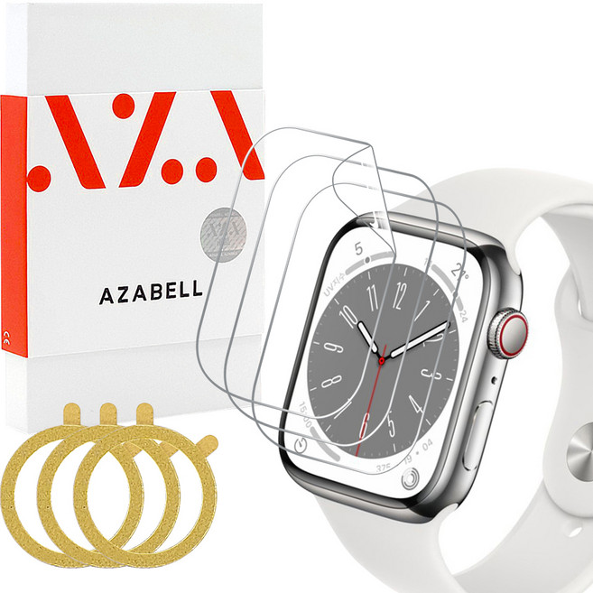 아자벨 워치 풀커버 스크래치 자가복원 TPU 보호필름 + 원형 부착 보조틀 세트, 3세트