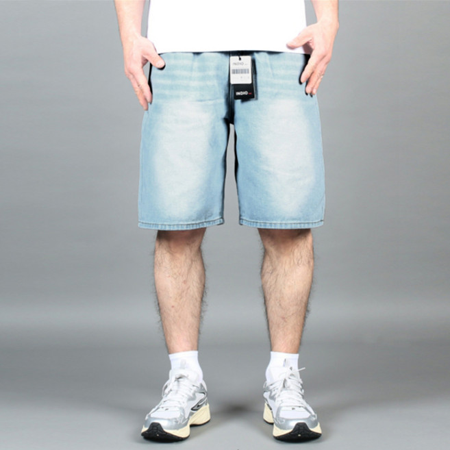 인디오나인 24로드 남성용 패어린 워싱 밴딩 하프 데님팬츠