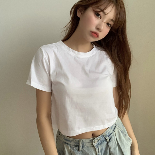 PEONIST 女款素色短版彩色短袖T恤