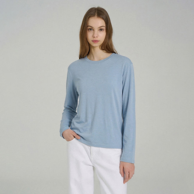 에이비플러스 여성용 코디하기 쉬운 베이직 긴팔 티셔츠 LSA5MK42G