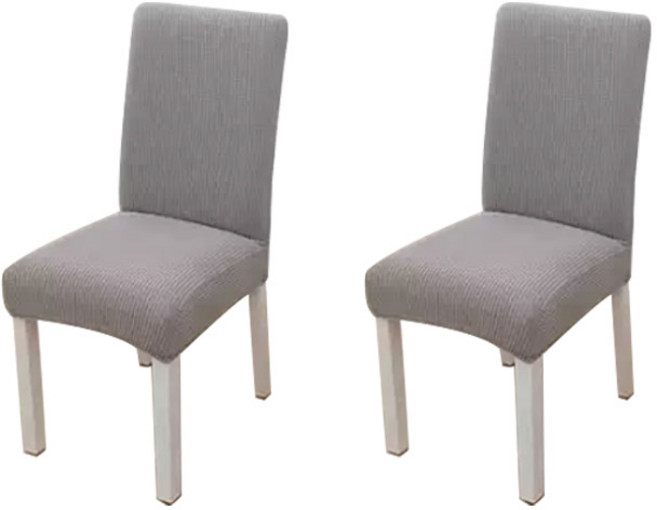 마켓플랜 와플 스판 의자커버, 라이트그레이, 2개