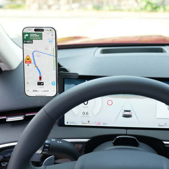 주파집 제네시스 GV70 페이스리프트 차량용 인포테인먼트 좌우 휴대폰 거치대 마운트, 1개, 블랙