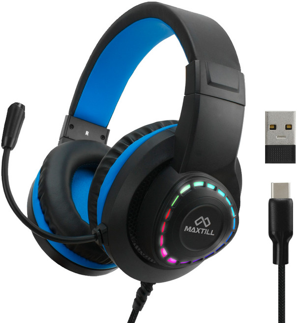 맥스틸 C타입 7.1채널 게이밍 헤드셋 + USB 변환젠더, 블랙, GM-HC10