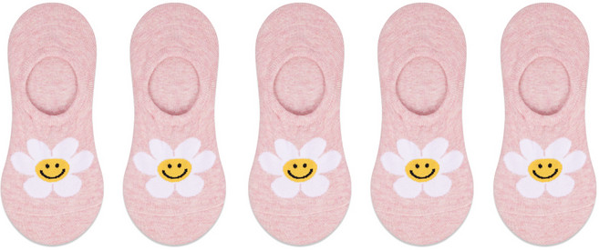 박군 여성용 해피 데이 덧신 양말 5족