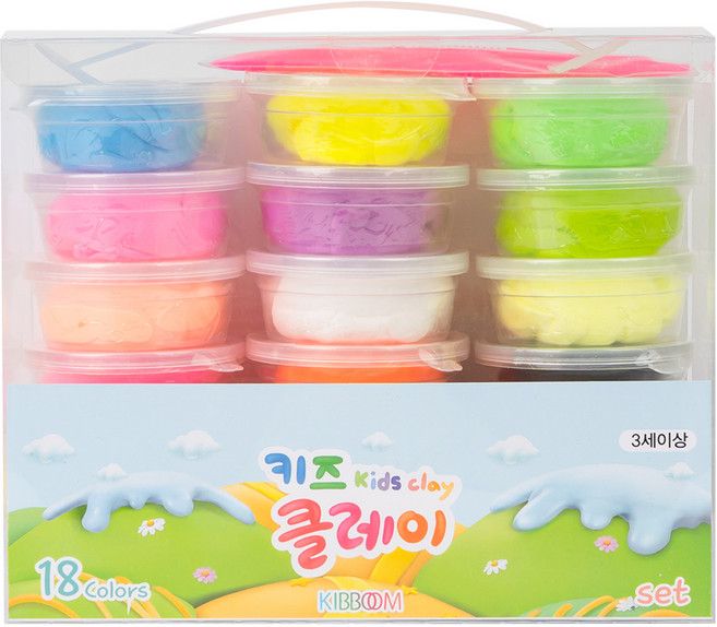 키즈 클레이 18색, 혼합색상, 180g, 1세트