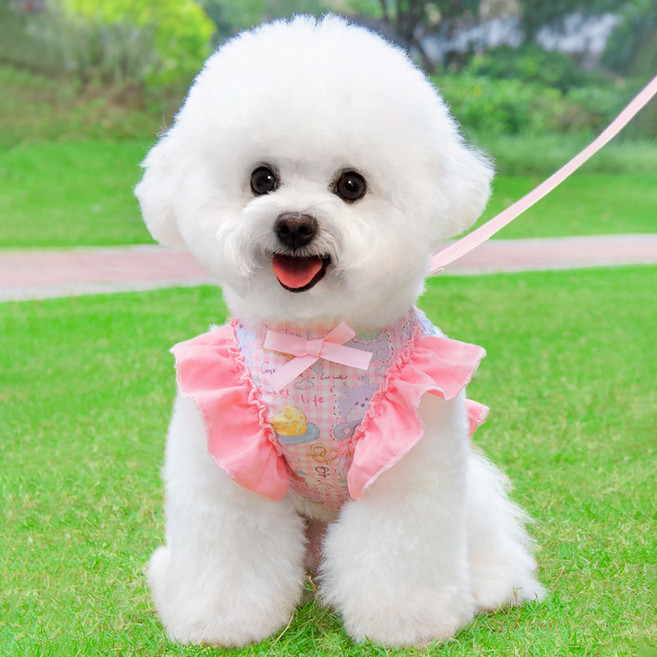 파스텔펫 반려동물 해피퍼피 하네스 리드줄, 핑크, 1개