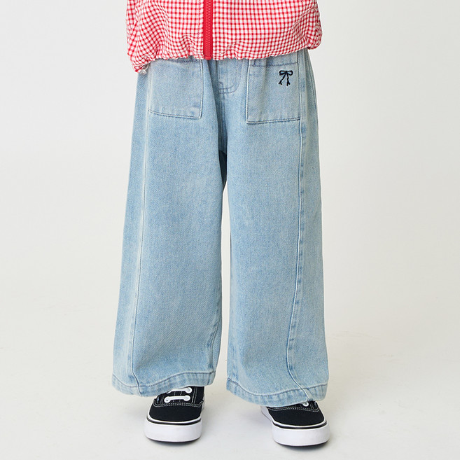 베베쥬 포켓 리본 데님 팬츠