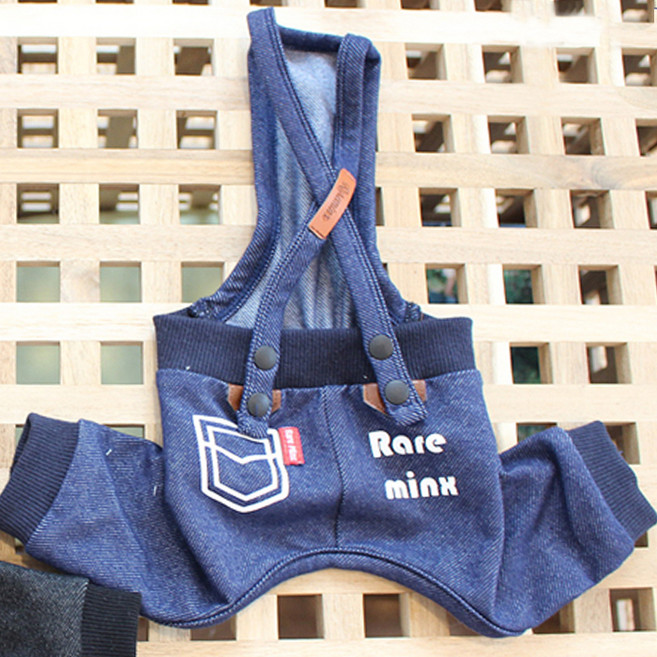 레어밍스 레드퍼피 강아지 데님 멜빵 다이마루팬츠, 블루, 1개