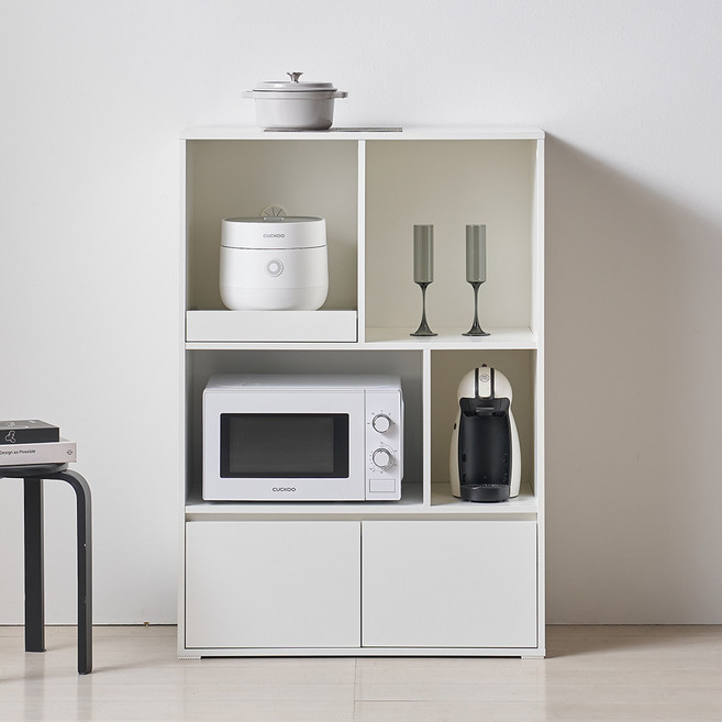 웰퍼니쳐 키체나 주방 800 렌지 수납장 방문설치, 화이트, 3단