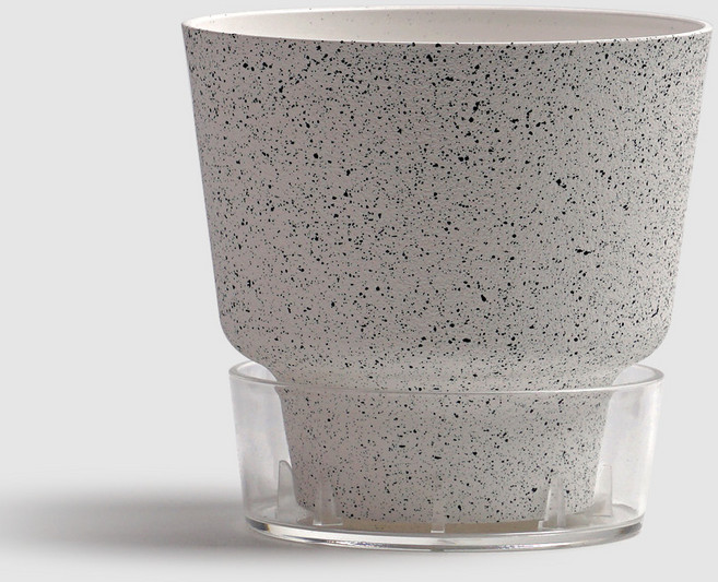 morningscent 테라조 워터팟 플라스틱 저면관수 세련 중형화분 분갈이 화분 세트, 혼합색상, 2세트