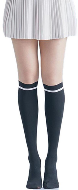 DONATI 高爾夫雙色條紋防紫外線及膝襪 15D, 黑色條紋, 1雙