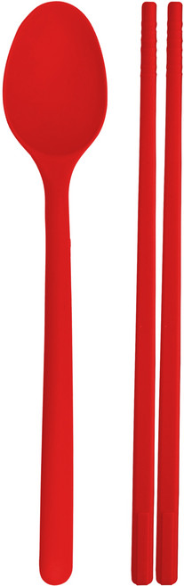 실리팟 실리콘 수저세트, 레드, 젓가락 + 숟가락, 1세트