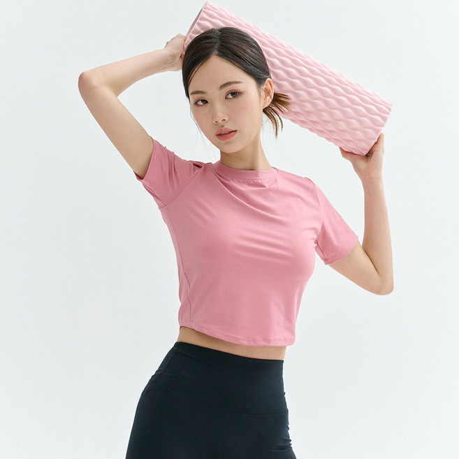 블랙몬스터핏 여성용 쿨베이스 크롭 반팔 티셔츠