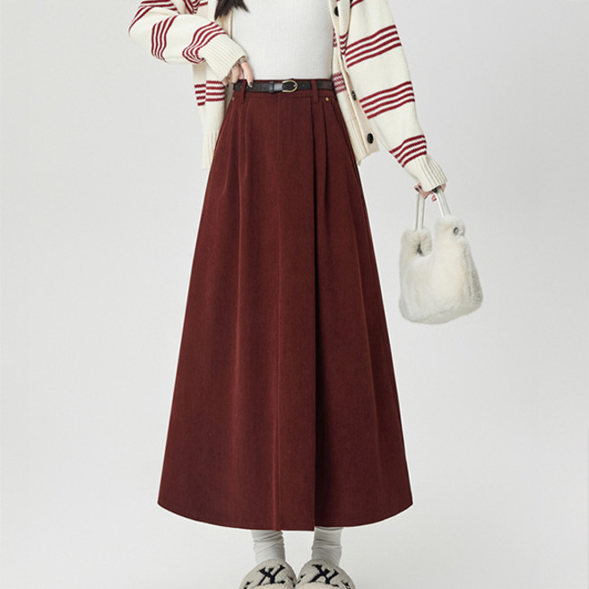 루나걸 여성용 노에리안 코듀로이 플레어 롱 스커트 L25WSK092406