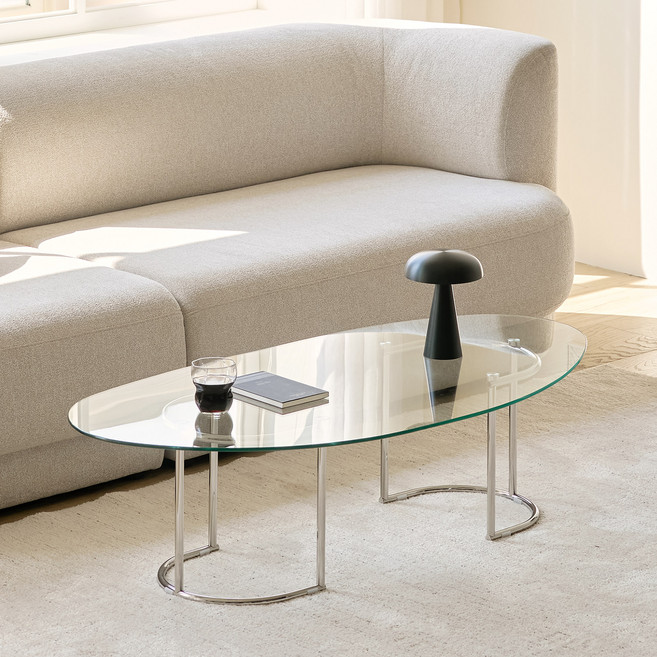 룸앤홈 페블 유리 테이블 1200, 클리어