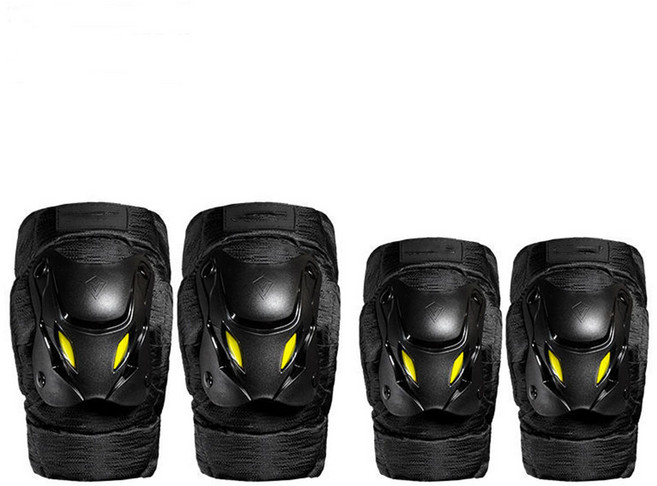 월드 서바이벌게임 밀리터리 라이딩 전술 보호패드 숏 팔꿈치 2p + 무릎 2p 세트 25-AA235, 블랙, 1개