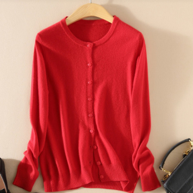 알로데 여성용 심플 데일리 라운드넥 가디건