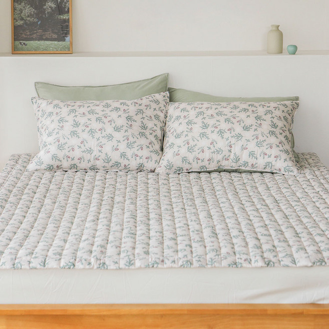 데일리라이크 촉감극찬 에어리 모달 사계절 침대패드, 그리니쉬 가든