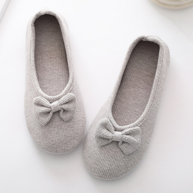 쿠션 코튼 리본 고무바닥 덧신, 그레이, 1개