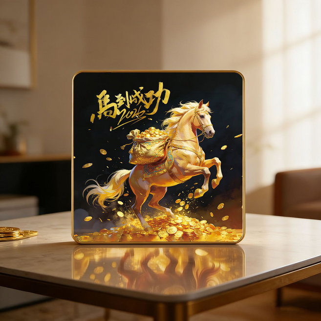 픽노아 2026 도약을 상징하는 붉은말 액자 디자인 4, 골드