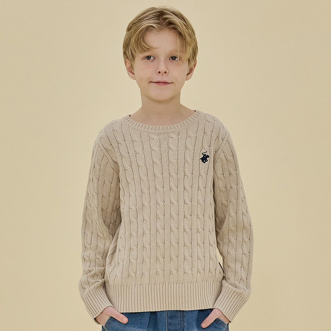 비버리힐스폴로클럽 주니어 케이블 라운드 니트