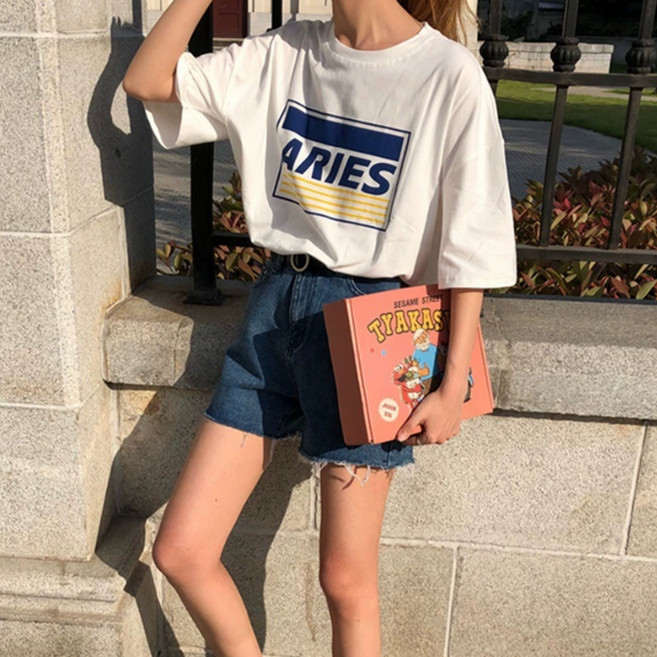 안다로미 여성용 에리즈 빅사이즈 오버핏 나염 티셔츠