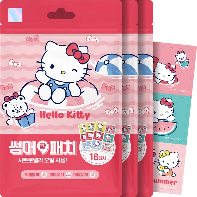 아텍스 아동용 헬로키티 썸머향 패치 18p, 혼합색상, 3개 - 쿠팡
