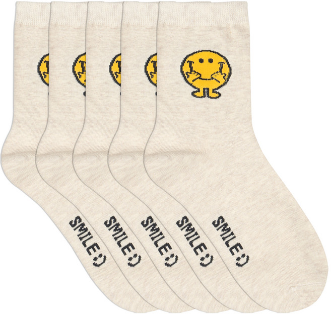 박군 여성용 심플스마일 중목 양말 5켤레 세트